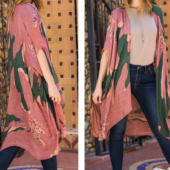 Accessories - Sage Floral Print Kimono